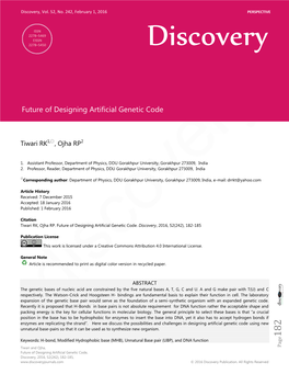 Future of Designing Artificial Genetic Code