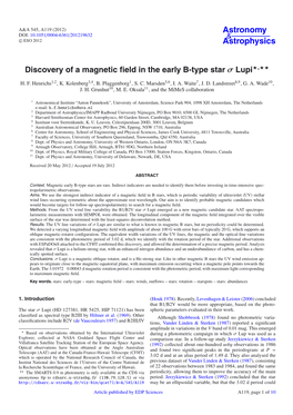 Discovery of a Magnetic Field in the Early B-Type Star Σ Lupi⋆⋆⋆