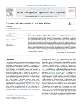 The Cooperative Components of the Classic Moshav