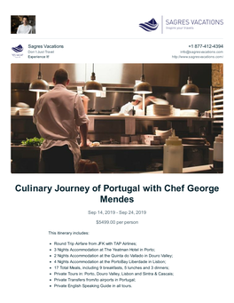Culinary Journey of Portugal with Chef George Mendes