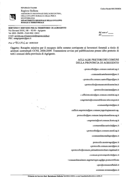 Agli Albi Pretori Dei Comuni Della Provincia Di Agrigento