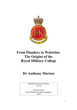 The Origins of the Royal Military College