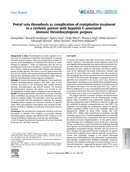 Portal Vein Thrombosis As Complication of Romiplostim Treatment in a Cirrhotic Patient with Hepatitis C-Associated Immune Thrombocytopenic Purpura