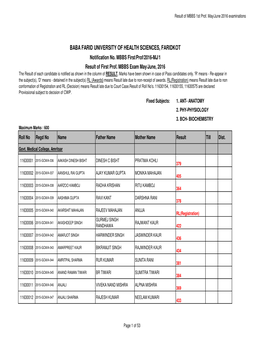 MBBS 1St Prof