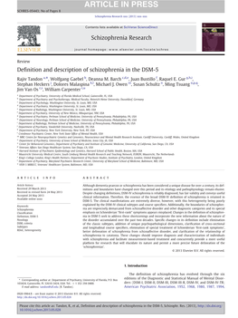 Definition and Description of Schizophrenia in the DSM-5