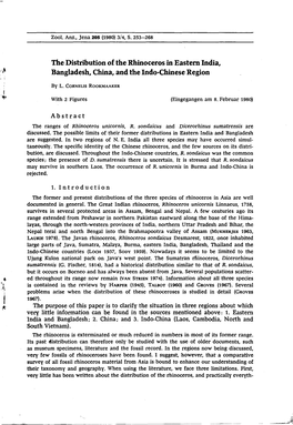 The Distribution of the Rhinoceros in Eastern India, Bangladesh, China, and the Indo-Chinese Region