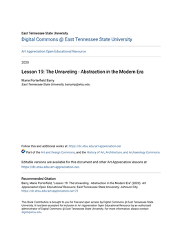 Lesson 19: the Unraveling - Abstraction in the Modern Era