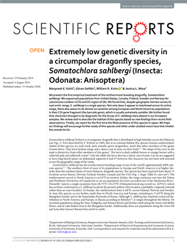 Extremely Low Genetic Diversity in a Circumpolar Dragonfly Species
