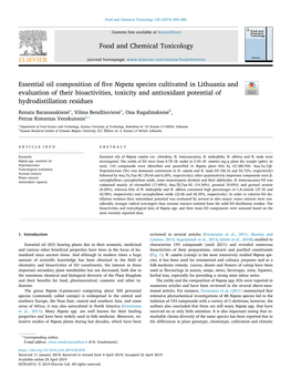 Essential Oil Composition of Five Nepeta Species Cultivated In