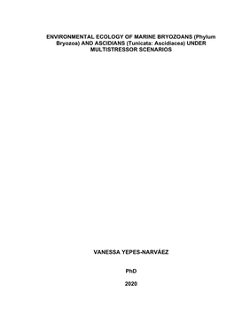 AND ASCIDIANS (Tunicata: Ascidiacea) UNDER MULTISTRESSOR SCENARIOS