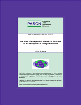 The State of Competition and Market Structure of the Philippine Air Transport Industry