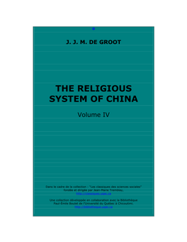 The Religious System of China, Volume IV
