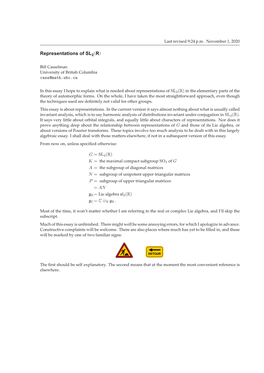 Representations of SL2(R)