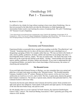 Ornithology 101 Part 1 – Taxonomy