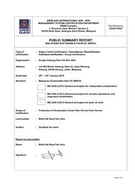 MS 2530-4:2013 General Principles for Palm Oil Mills