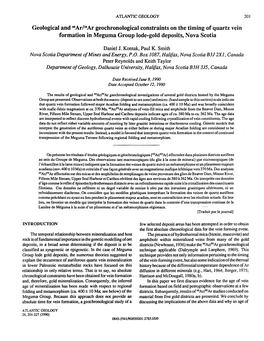 Geological and 40Ar/39Ar Geochronological Constraints on the Timing of Quartz Vein Formation in Meguma Group Lode-Gold Deposits, Nova Scotia