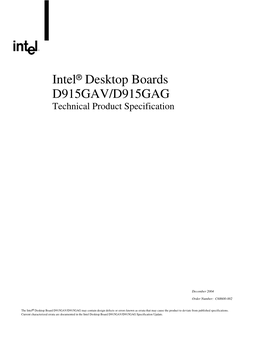 Intel® Desktop Boards D915GAV/D915GAG Technical Product Specification