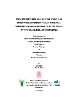 Stress Responsive Gene Bioprospecting Studies