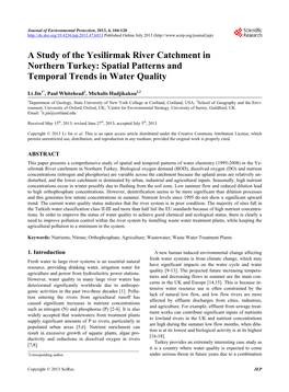 A Study of the Yesilirmak River Catchment in Northern Turkey: Spatial Patterns and Temporal Trends in Water Quality