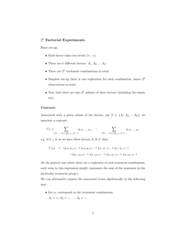 2K Factorial Experiments