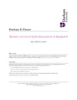 Resource Assessment of Deciduous Forests in Bangladesh