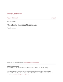The Affective Blindness of Evidence Law
