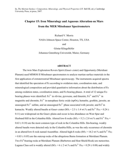 Iron Mineralogy and Aqueous Alteration on Mars from the MER Mössbauer Spectrometers