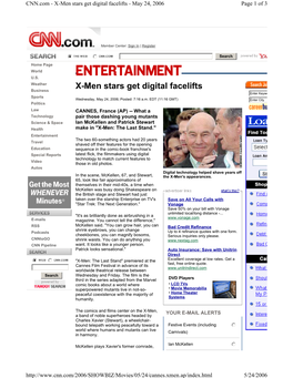 X-Men Stars Get Digital Facelifts - May 24, 2006 Page 1 of 3