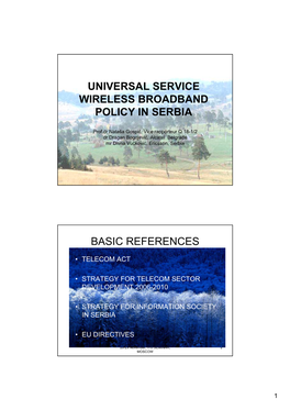 Universal Service Wireless Broadband Policy in Serbia