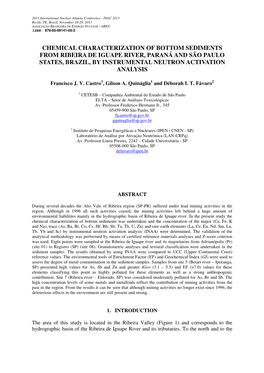 Chemical Characterization of Bottom Sediments from Ribeira De Iguape River, Paraná and São Paulo States, Brazil, by Instrumental Neutron Activation Analysis