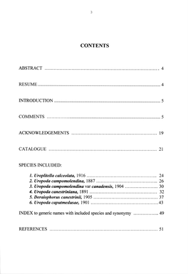 1. Uroplitella Calceolata, 1916 1905 INDEX to Generic Names With