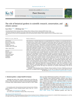 The Role of Botanical Gardens in Scientific Research, Conservation, and Citizen Science