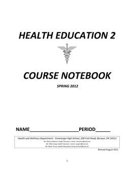 Health Education 2 Course Notebook