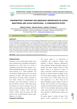 Distribution, Taxonomy and Medicinal Importance of Ajuga Bracteosa and Ajuga Parviflora : a Comparative Study