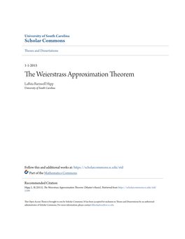 The Weierstrass Approximation Theorem