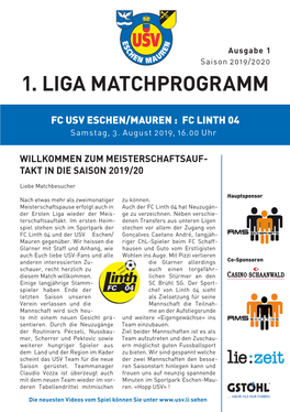1. Liga Matchprogramm