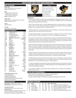 2015-16 Army West Point Men's Basketball