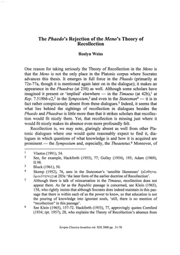 The Phaedo's Rejection of the Meno's Theory of Recollection