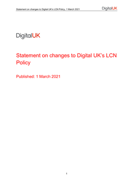 Statement on Changes to Digital UK's LCN Policy