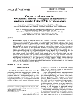 Caspase Recruitment Domains. New Potential Markers for Diagnosis of Hepatocellular Carcinoma Associated with HCV in Egyptian Patients