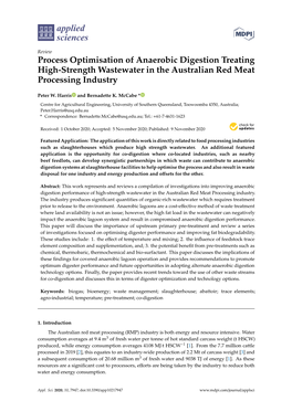 Process Optimisation of Anaerobic Digestion Treating High-Strength Wastewater in the Australian Red Meat Processing Industry