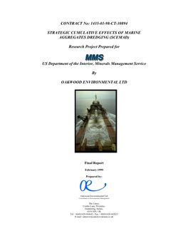 Strategic Cumulative Effects of Marine Aggregates Dredging