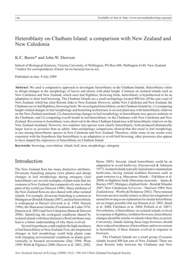 Heteroblasty on Chatham Island: a Comparison with New Zealand and New Caledonia