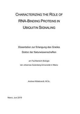 Characterizing the Role of RNA-Binding Proteins in Ubiquitin