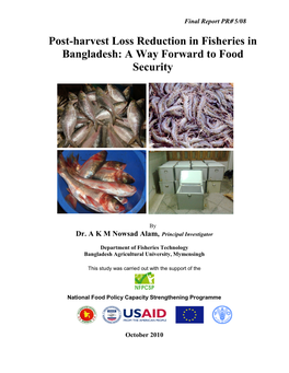 Post-Harvest Loss Reduction in Fisheries in Bangladesh: a Way Forward to Food Security