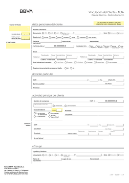 Vinculación Del Cliente - ALTA Caja De Ahorros - Cartera Consumo