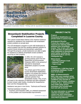 Streambank Stabilization Sediment Reduction in the Chesapeake Bay