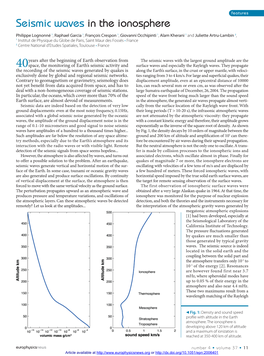 Seismic Waves in the Ionosphere