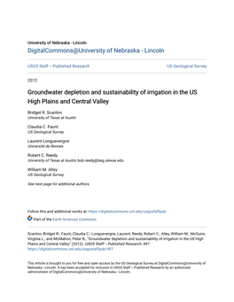 Groundwater Depletion and Sustainability of Irrigation in the US High Plains and Central Valley