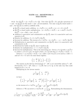 HOMEWORK 6 SOLUTIONS 18.12. Let Q[ √ 2]